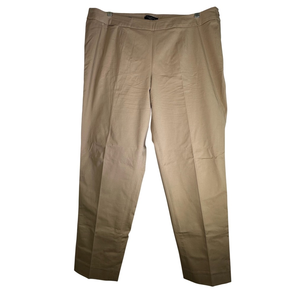 Talbots Woman Classic Side Zip Pants Tan Khaki Straight Leg 18W MA804